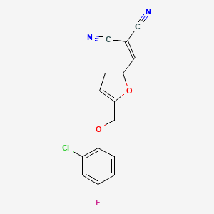 molecular formula C15H8ClFN2O2 B4360329 2-({5-[(2-CHLORO-4-FLUOROPHENOXY)METHYL]-2-FURYL}METHYLENE)MALONONITRILE 