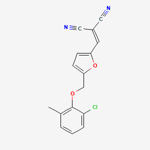 molecular formula C16H11ClN2O2 B4360344 2-({5-[(2-CHLORO-6-METHYLPHENOXY)METHYL]-2-FURYL}METHYLENE)MALONONITRILE 