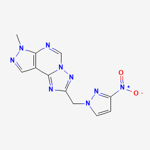 molecular formula C11H9N9O2 B4360426 7-methyl-2-[(3-nitro-1H-pyrazol-1-yl)methyl]-7H-pyrazolo[4,3-e][1,2,4]triazolo[1,5-c]pyrimidine 