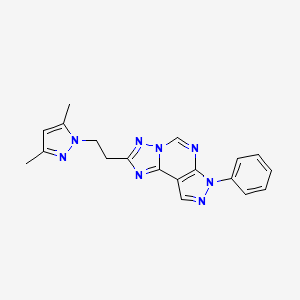 molecular formula C19H18N8 B4360458 2-[2-(3,5-dimethyl-1H-pyrazol-1-yl)ethyl]-7-phenyl-7H-pyrazolo[4,3-e][1,2,4]triazolo[1,5-c]pyrimidine 