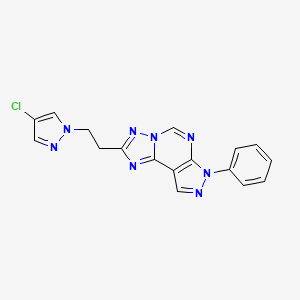 molecular formula C17H13ClN8 B4360471 2-[2-(4-chloro-1H-pyrazol-1-yl)ethyl]-7-phenyl-7H-pyrazolo[4,3-e][1,2,4]triazolo[1,5-c]pyrimidine 