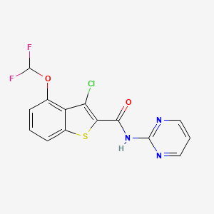 molecular formula C14H8ClF2N3O2S B4360479 3-chloro-4-(difluoromethoxy)-N-2-pyrimidinyl-1-benzothiophene-2-carboxamide 