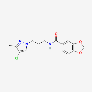 N-[3-(4-chloro-3-methyl-1H-pyrazol-1-yl)propyl]-1,3-benzodioxole-5-carboxamide