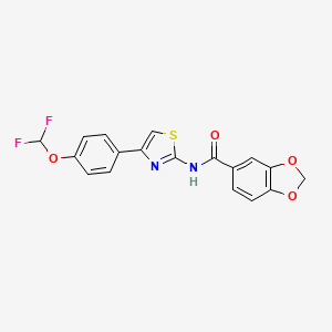 molecular formula C18H12F2N2O4S B4360567 N-{4-[4-(difluoromethoxy)phenyl]-1,3-thiazol-2-yl}-1,3-benzodioxole-5-carboxamide 