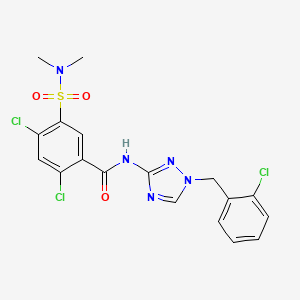 molecular formula C18H16Cl3N5O3S B4360580 2,4-dichloro-N-[1-(2-chlorobenzyl)-1H-1,2,4-triazol-3-yl]-5-[(dimethylamino)sulfonyl]benzamide 