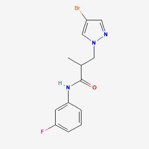 molecular formula C13H13BrFN3O B4360606 3-(4-bromo-1H-pyrazol-1-yl)-N-(3-fluorophenyl)-2-methylpropanamide 