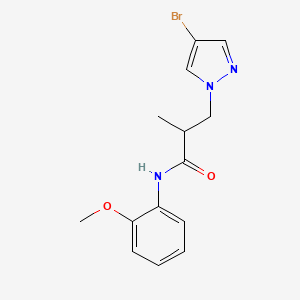 molecular formula C14H16BrN3O2 B4360616 3-(4-bromo-1H-pyrazol-1-yl)-N-(2-methoxyphenyl)-2-methylpropanamide 