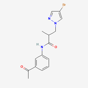 molecular formula C15H16BrN3O2 B4360619 N-(3-acetylphenyl)-3-(4-bromo-1H-pyrazol-1-yl)-2-methylpropanamide 