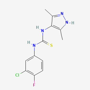 molecular formula C12H12ClFN4S B4360696 N-(3-chloro-4-fluorophenyl)-N'-(3,5-dimethyl-1H-pyrazol-4-yl)thiourea 