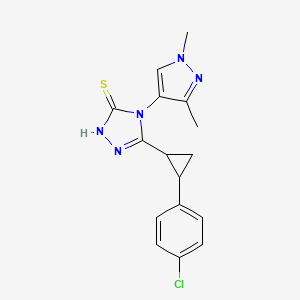 molecular formula C16H16ClN5S B4360719 5-[2-(4-CHLOROPHENYL)CYCLOPROPYL]-4-(1,3-DIMETHYL-1H-PYRAZOL-4-YL)-4H-1,2,4-TRIAZOL-3-YLHYDROSULFIDE 