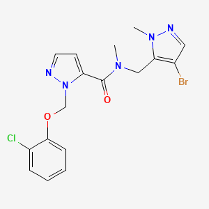 molecular formula C17H17BrClN5O2 B4360749 N-[(4-bromo-1-methyl-1H-pyrazol-5-yl)methyl]-1-[(2-chlorophenoxy)methyl]-N-methyl-1H-pyrazole-5-carboxamide 