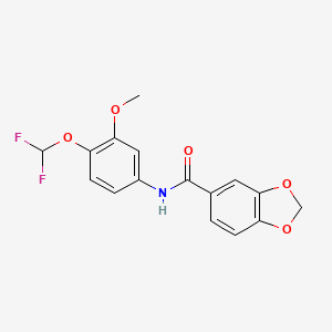 N-[4-(difluoromethoxy)-3-methoxyphenyl]-1,3-benzodioxole-5-carboxamide