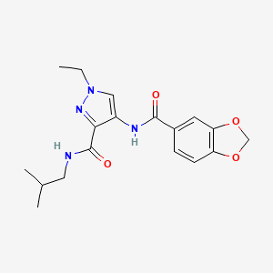 molecular formula C18H22N4O4 B4360811 4-[(1,3-benzodioxol-5-ylcarbonyl)amino]-1-ethyl-N-isobutyl-1H-pyrazole-3-carboxamide 