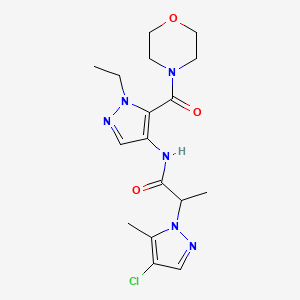 molecular formula C17H23ClN6O3 B4360881 2-(4-chloro-5-methyl-1H-pyrazol-1-yl)-N-[1-ethyl-5-(4-morpholinylcarbonyl)-1H-pyrazol-4-yl]propanamide 