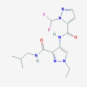 molecular formula C15H20F2N6O2 B4360915 4-({[1-(difluoromethyl)-1H-pyrazol-5-yl]carbonyl}amino)-1-ethyl-N-isobutyl-1H-pyrazole-3-carboxamide 