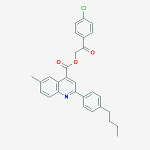 molecular formula C29H26ClNO3 B436092 2-(4-Chlorophenyl)-2-oxoethyl 2-(4-butylphenyl)-6-methyl-4-quinolinecarboxylate CAS No. 354771-91-8