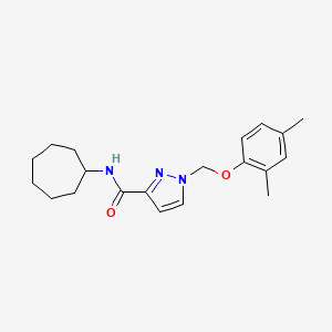 molecular formula C20H27N3O2 B4360933 N-cycloheptyl-1-[(2,4-dimethylphenoxy)methyl]-1H-pyrazole-3-carboxamide 