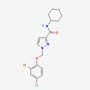 molecular formula C17H19BrClN3O2 B4360944 1-[(2-bromo-4-chlorophenoxy)methyl]-N-cyclohexyl-1H-pyrazole-3-carboxamide 