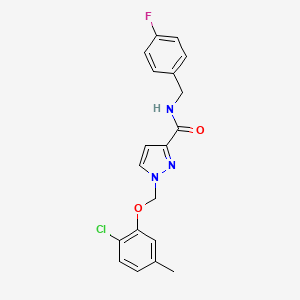 molecular formula C19H17ClFN3O2 B4361008 1-[(2-chloro-5-methylphenoxy)methyl]-N-(4-fluorobenzyl)-1H-pyrazole-3-carboxamide 