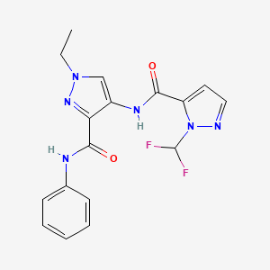 molecular formula C17H16F2N6O2 B4361059 4-({[1-(difluoromethyl)-1H-pyrazol-5-yl]carbonyl}amino)-1-ethyl-N-phenyl-1H-pyrazole-3-carboxamide 