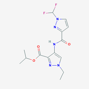 molecular formula C14H17F2N5O3 B4361093 isopropyl 4-({[1-(difluoromethyl)-1H-pyrazol-3-yl]carbonyl}amino)-1-ethyl-1H-pyrazole-3-carboxylate 