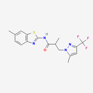 2-methyl-N-(6-methyl-1,3-benzothiazol-2-yl)-3-[5-methyl-3-(trifluoromethyl)-1H-pyrazol-1-yl]propanamide