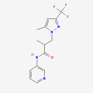 molecular formula C14H15F3N4O B4361145 2-METHYL-3-[5-METHYL-3-(TRIFLUOROMETHYL)-1H-PYRAZOL-1-YL]-N-(3-PYRIDYL)PROPANAMIDE 