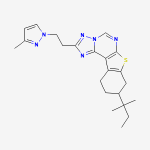 molecular formula C22H28N6S B4361212 9-(1,1-dimethylpropyl)-2-[2-(3-methyl-1H-pyrazol-1-yl)ethyl]-8,9,10,11-tetrahydro[1]benzothieno[3,2-e][1,2,4]triazolo[1,5-c]pyrimidine 