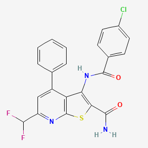 molecular formula C22H14ClF2N3O2S B4361215 3-[(4-chlorobenzoyl)amino]-6-(difluoromethyl)-4-phenylthieno[2,3-b]pyridine-2-carboxamide 