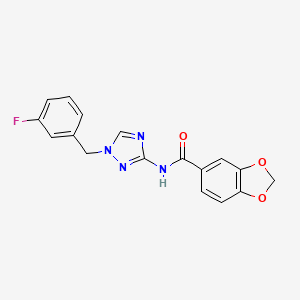 molecular formula C17H13FN4O3 B4361231 N-[1-(3-fluorobenzyl)-1H-1,2,4-triazol-3-yl]-1,3-benzodioxole-5-carboxamide 