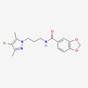 N-[3-(4-bromo-3,5-dimethyl-1H-pyrazol-1-yl)propyl]-1,3-benzodioxole-5-carboxamide