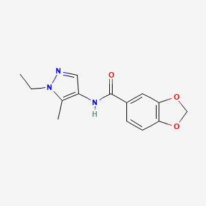 molecular formula C14H15N3O3 B4361274 N-(1-ethyl-5-methyl-1H-pyrazol-4-yl)-1,3-benzodioxole-5-carboxamide 