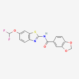 N-[6-(difluoromethoxy)-1,3-benzothiazol-2-yl]-1,3-benzodioxole-5-carboxamide