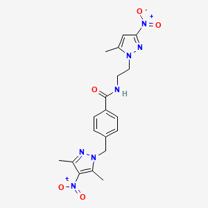 4-[(3,5-dimethyl-4-nitro-1H-pyrazol-1-yl)methyl]-N-[2-(5-methyl-3-nitro-1H-pyrazol-1-yl)ethyl]benzamide