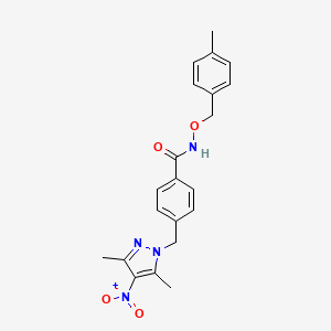 4-[(3,5-dimethyl-4-nitro-1H-pyrazol-1-yl)methyl]-N-[(4-methylbenzyl)oxy]benzamide