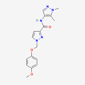 molecular formula C17H19N5O3 B4361535 N-(1,5-dimethyl-1H-pyrazol-4-yl)-1-[(4-methoxyphenoxy)methyl]-1H-pyrazole-3-carboxamide 