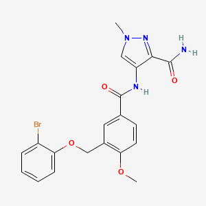 molecular formula C20H19BrN4O4 B4361559 4-({3-[(2-bromophenoxy)methyl]-4-methoxybenzoyl}amino)-1-methyl-1H-pyrazole-3-carboxamide 