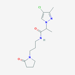 molecular formula C14H21ClN4O2 B4361582 2-(4-chloro-3-methyl-1H-pyrazol-1-yl)-N-[3-(2-oxo-1-pyrrolidinyl)propyl]propanamide 