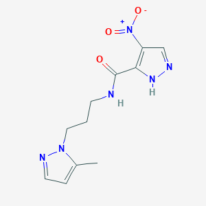 molecular formula C11H14N6O3 B4361615 N-[3-(5-methyl-1H-pyrazol-1-yl)propyl]-4-nitro-1H-pyrazole-3-carboxamide 