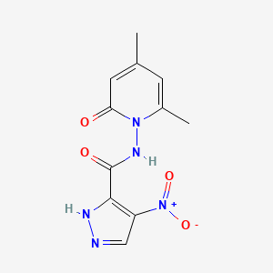 molecular formula C11H11N5O4 B4361649 N-[2,4-DIMETHYL-6-OXO-1(6H)-PYRIDINYL]-4-NITRO-1H-PYRAZOLE-3-CARBOXAMIDE 