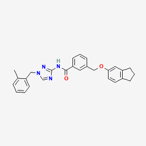 molecular formula C27H26N4O2 B4361686 3-[(2,3-DIHYDRO-1H-INDEN-5-YLOXY)METHYL]-N~1~-[1-(2-METHYLBENZYL)-1H-1,2,4-TRIAZOL-3-YL]BENZAMIDE 