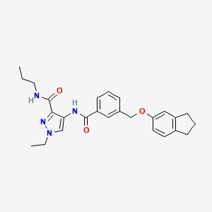 molecular formula C26H30N4O3 B4361693 4-({3-[(2,3-dihydro-1H-inden-5-yloxy)methyl]benzoyl}amino)-1-ethyl-N-propyl-1H-pyrazole-3-carboxamide 