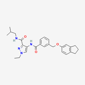 4-({3-[(2,3-dihydro-1H-inden-5-yloxy)methyl]benzoyl}amino)-1-ethyl-N-isobutyl-1H-pyrazole-3-carboxamide