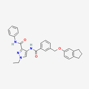 molecular formula C29H28N4O3 B4361711 4-({3-[(2,3-dihydro-1H-inden-5-yloxy)methyl]benzoyl}amino)-1-ethyl-N-phenyl-1H-pyrazole-3-carboxamide 