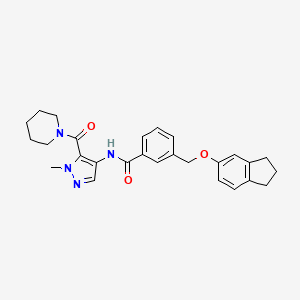 3-[(2,3-DIHYDRO-1H-INDEN-5-YLOXY)METHYL]-N-[1-METHYL-5-(PIPERIDINOCARBONYL)-1H-PYRAZOL-4-YL]BENZAMIDE