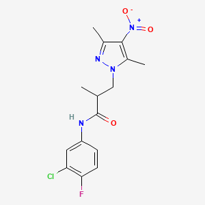 N-(3-chloro-4-fluorophenyl)-3-(3,5-dimethyl-4-nitro-1H-pyrazol-1-yl)-2-methylpropanamide