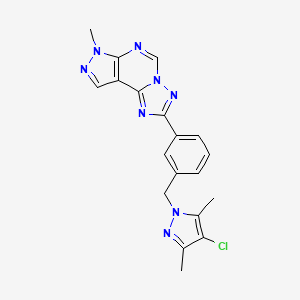 molecular formula C19H17ClN8 B4361790 2-{3-[(4-chloro-3,5-dimethyl-1H-pyrazol-1-yl)methyl]phenyl}-7-methyl-7H-pyrazolo[4,3-e][1,2,4]triazolo[1,5-c]pyrimidine CAS No. 1005560-39-3