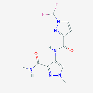 molecular formula C11H12F2N6O2 B4361842 4-({[1-(difluoromethyl)-1H-pyrazol-3-yl]carbonyl}amino)-N,1-dimethyl-1H-pyrazole-3-carboxamide 