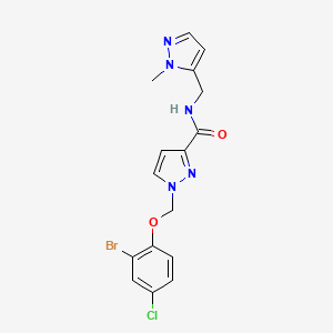 molecular formula C16H15BrClN5O2 B4361958 1-[(2-bromo-4-chlorophenoxy)methyl]-N-[(1-methyl-1H-pyrazol-5-yl)methyl]-1H-pyrazole-3-carboxamide 