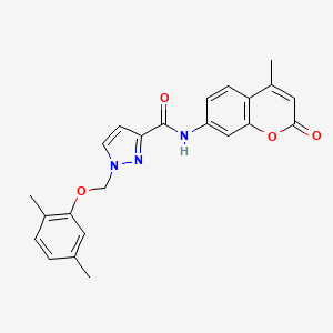 molecular formula C23H21N3O4 B4361984 1-[(2,5-dimethylphenoxy)methyl]-N-(4-methyl-2-oxo-2H-chromen-7-yl)-1H-pyrazole-3-carboxamide 